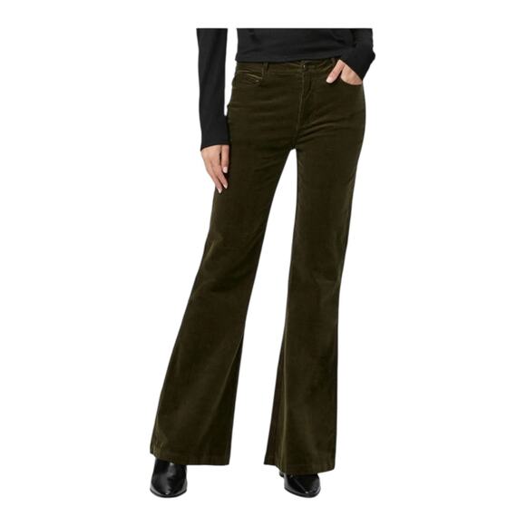 PAIGE Genevieve Flare corduroy pants olive green size 33 - Picture 1 of 9
